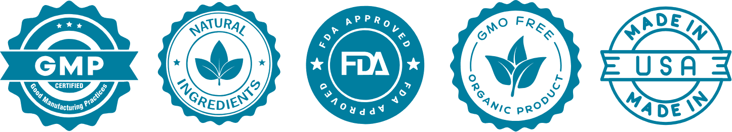 Quality certifications - GMP Certified, Natural Ingredients, FDA Approved, GMO Free, Made in USA